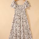  Ditsy Floral Print Smocked Square Neck Mini Dress | S-XL
