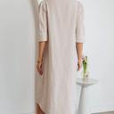  Striped Collar Half Sleeve Shirt Maxi Dress | S-XL