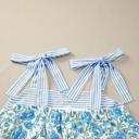  Floral Print Bow Strap Patchwork Mini Dress | S-XL