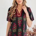  Sweet Bloom Contrast Bubble Sleeve Top  | S-XL