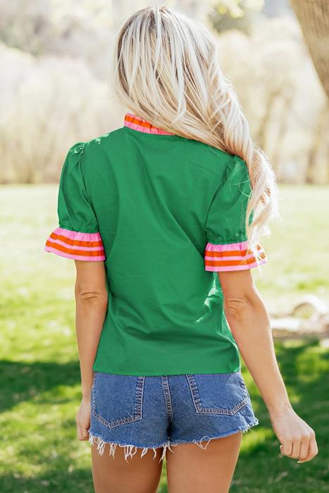 Flame Stripe Ruffle Blouse | S-XL