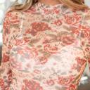  Floral Print Mesh Long Sleeve Top | S-XL