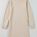  Textured Long Sleeve Side Pockets Shift Dress