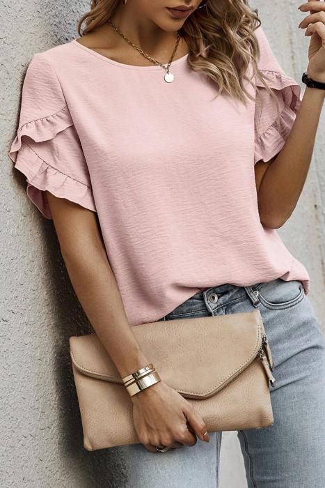 Ruffle Charm Short Sleeve Blouse | S-XL