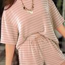  Striped Ribbed Tee & Drawstring Shorts Set | S-XL