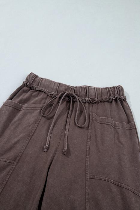 Washed Seam Drawstring Leg Flare Pants | S-XL