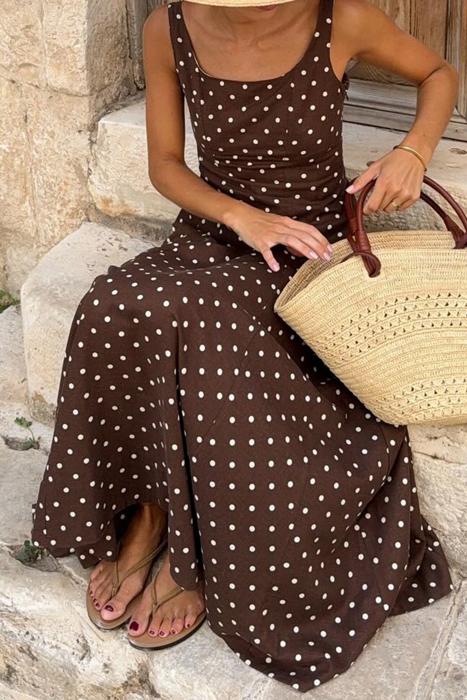 Coastal Charm Polka Dot Maxi Dress | S-XL