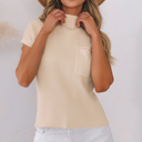  Pocket Ribbed Knit Short Sleeve Sweater | S-XL