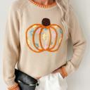  Pumpkin Embroidered Long Sleeve Sweater | S-XL