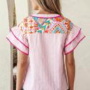  Boho Mixed Print Tiered Short Sleeve Blouse | S-XL