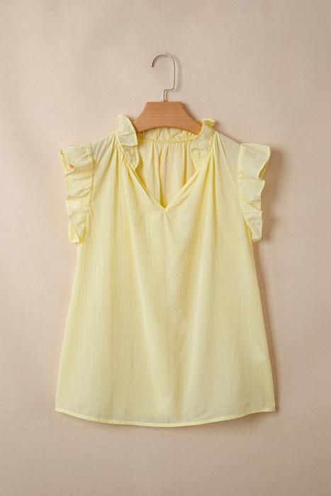 Ruffle Trim V-Neck Sleeveless Blouse | S-XL