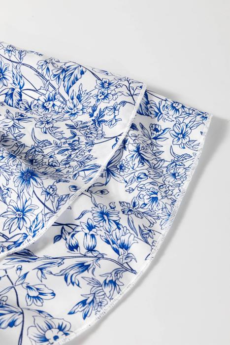 Floral Square-Neck Ruffle Sleeve Blouse | S-XL