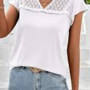  Sheer Lace Split Neck Ruffle Blouse | S-XL