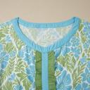  Floral Ruffle Colorblock Trim Blouse | S-XL
