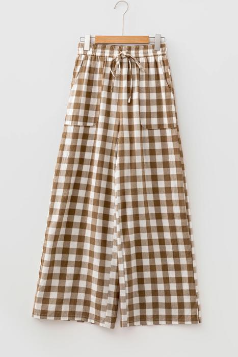 Gingham Plaid Tie-Waist Pants | S-XL