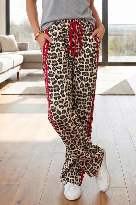 Leopard Luxe Contrast Trim Pants | S-XL