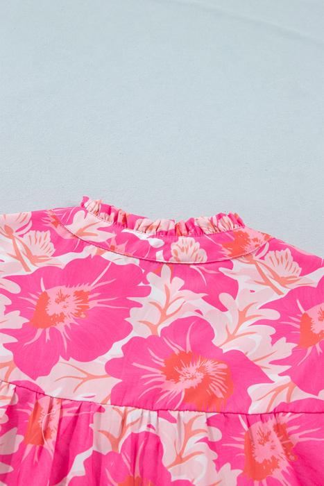 Bubble Sleeve Floral Peplum Top | S-XL