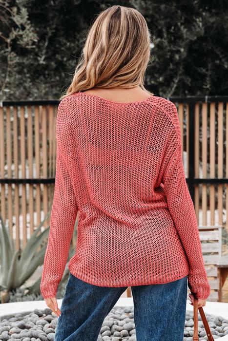 Crochet Open-Knit Sweater Top | S-XL