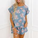 Denim Detail Floral 2pcs Set | S-XL
