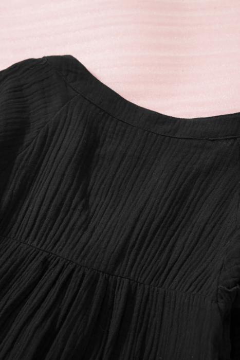 Balloon Sleeve Crinkled Top