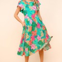 1X Mint Ruffle Bloom Midi Dress With Pockets | S-3X