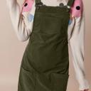  Front Pockets Corduroy Overall Dress