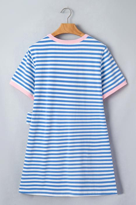 Nautical Stripe Tie Mini T-Shirt Dress | S-XL