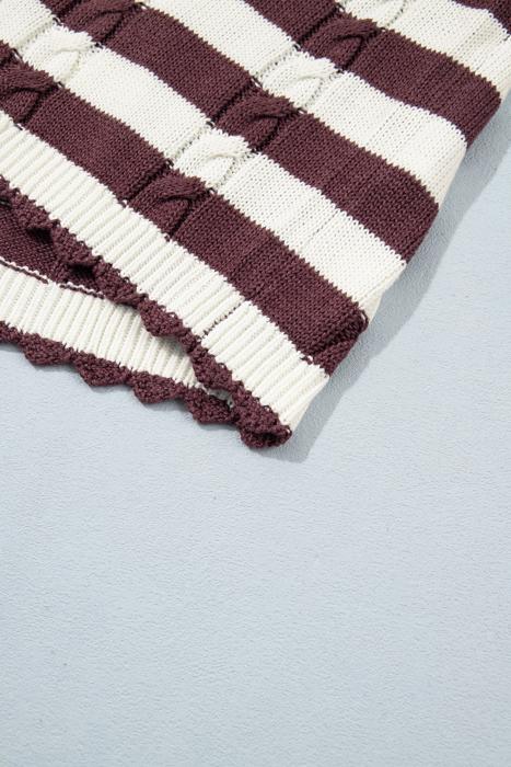 Stripe & Stitch Knit Cable Sweater | S-XL