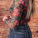  Floral Mesh Mock Neck Long Sleeve Top | S-XL