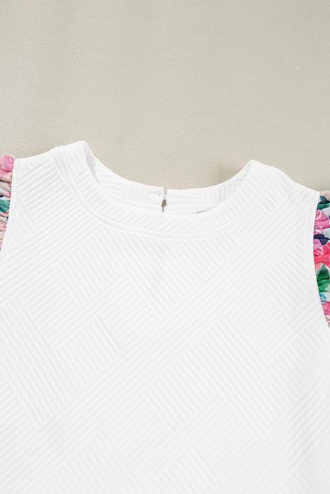 Textured Knit Abstract Print Tiered Sleeve Top | S-XL