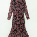  Midnight Bloom Retro Floral Mesh Dress | S-XL