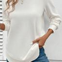  Waffle Knit Rounded Hem Long Sleeve Top | S-XL