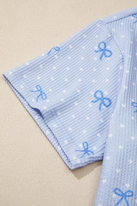 Heart Bow Print Loose Short Set | S-XL