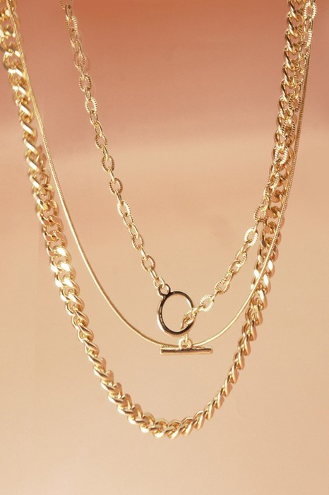 3 Row Chain Toggle Layer Necklace | Free shipping