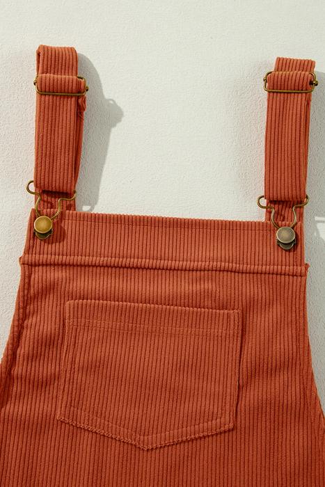 Front Pockets Corduroy Overall Dress