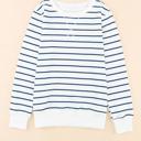  Striped Ribbed Trim Long Sleeve Top