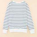  Striped Ribbed Trim Long Sleeve Top