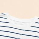  Striped Ribbed Trim Long Sleeve Top