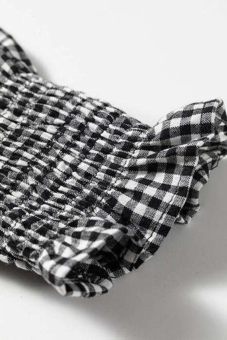 Plaid Shirred Cuff Long Sleeve Blouse | S-XL