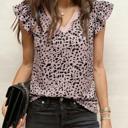  Cheetah Ruffle V Neck Loose Tank | S-XL