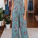  Pleated Floral High-Waist Wide-Leg Denim Jumpsuit | S-XL