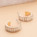 Baguette Stone Circle Hoop Earrings