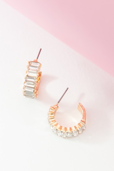 Baguette Stone Circle Hoop Earrings