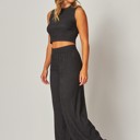  Crinkle Textured Cropped Top 2pc Loungewear Set