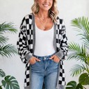 Small Black Urban Check Open-Front Cardigan | S-XL