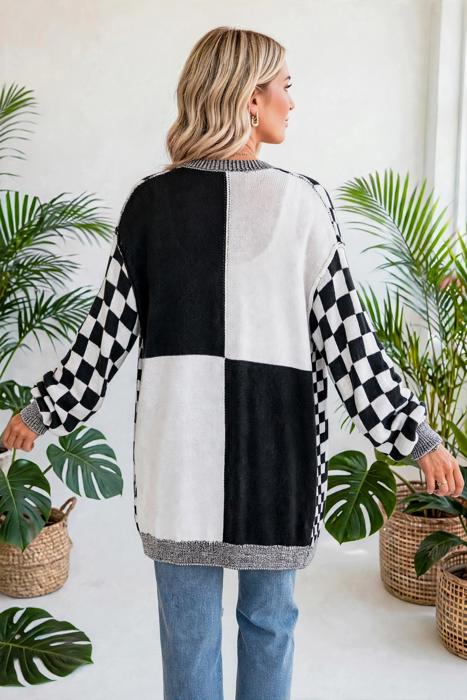 Urban Check Open-Front Cardigan | S-XL
