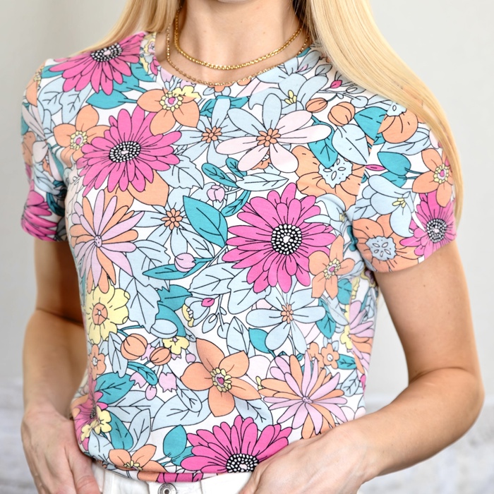 Multicolor Floral Short Sleeve Top | FREE SHIPPING