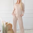  Textured Long Sleeve Tops and Pants Lounge Set | S-2XL