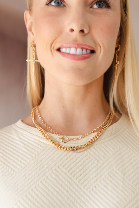 3 Row Chain Toggle Layer Necklace | Free shipping