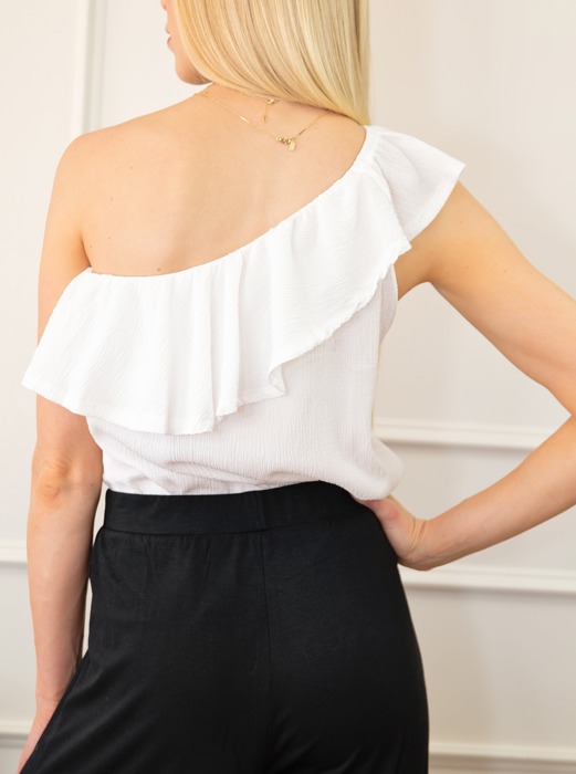 One Shoulder Ruffle Tank | S-2XL